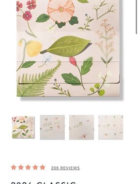 2026 Floral Leaf Desk Calendar Refills - Pink & Green